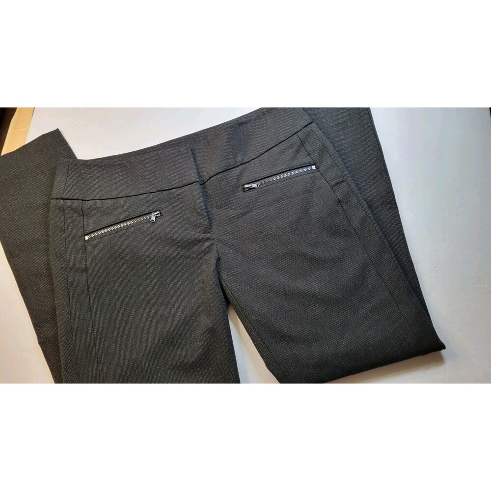 LOFT Marisa Skinny Ankle Pants Gray Micro Grid Zipper Pocket Dress Trousers Sz 4